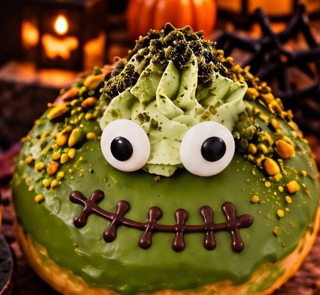 Matcha Monster Halloween donut
